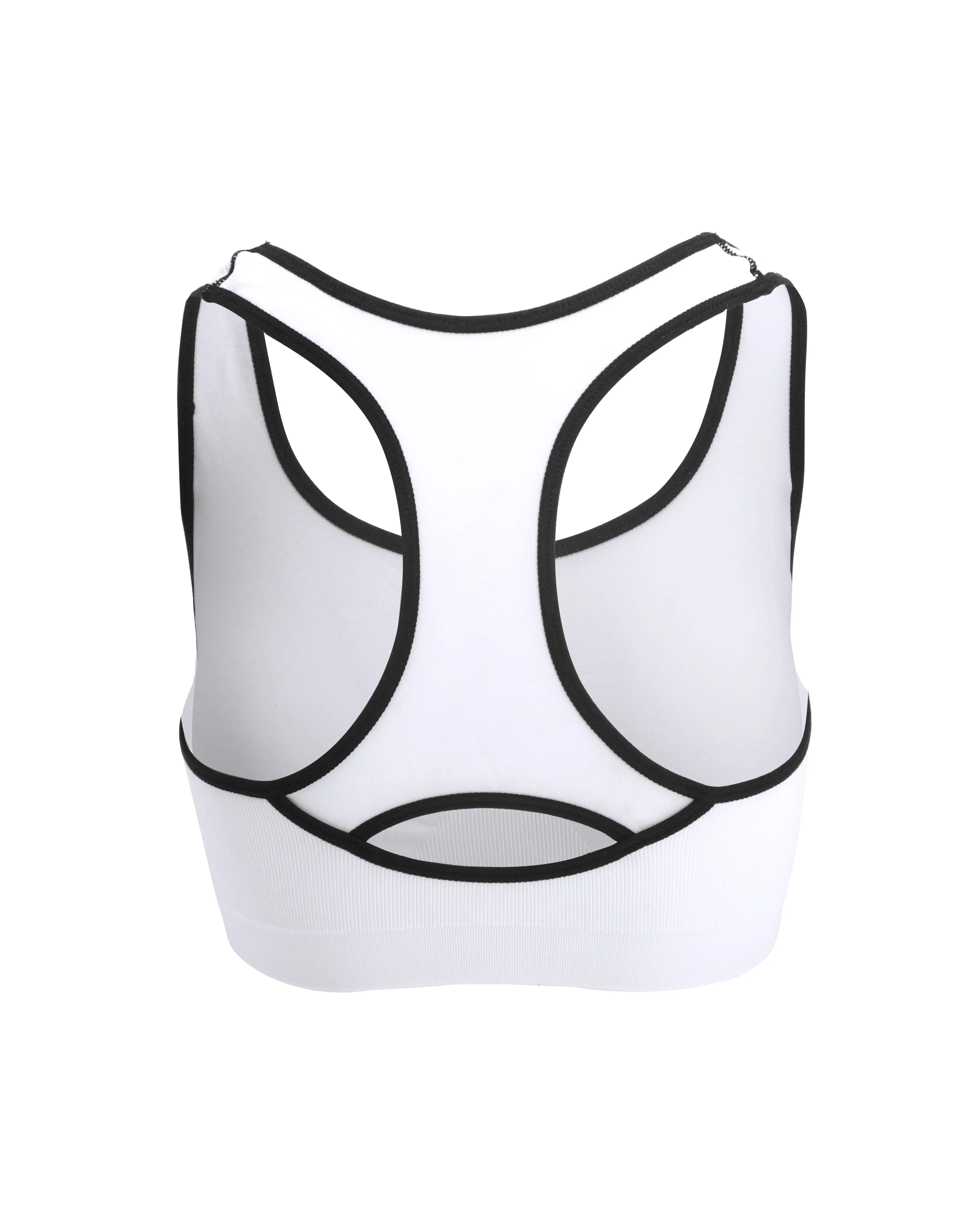 3 Pack Racerback Sports Bras in White, Removable Padded Seamless Activewear Fitness Bra
