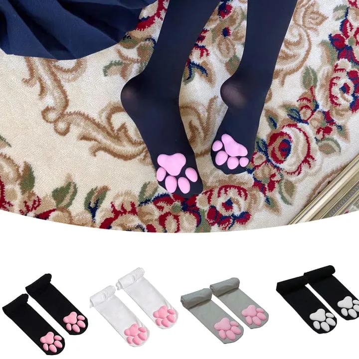 3d Cute Cat Paw Pad Thigh High Socks