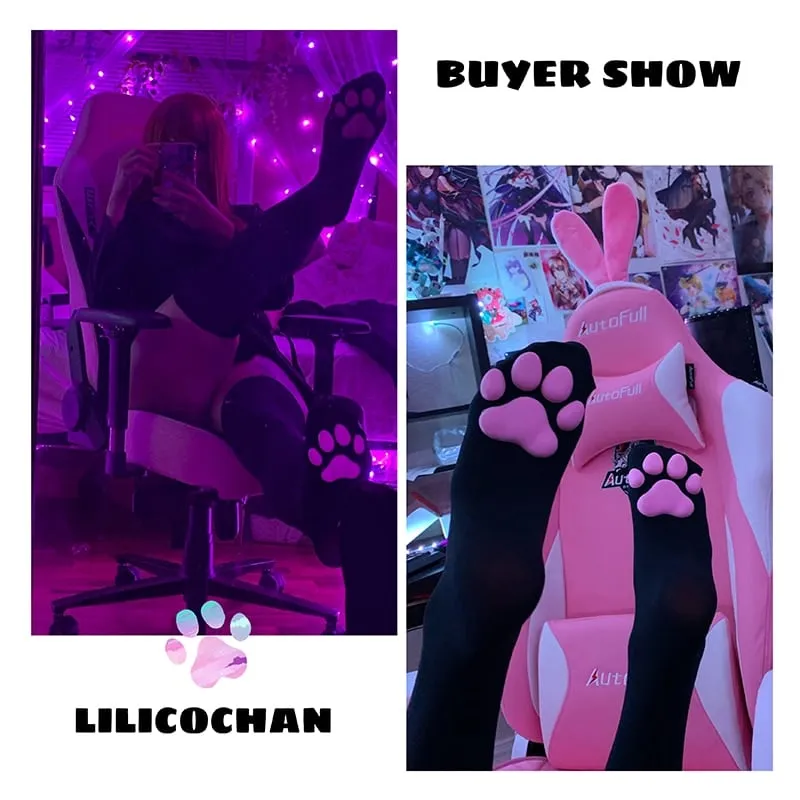 3d Cute Cat Paw Pad Thigh High Socks