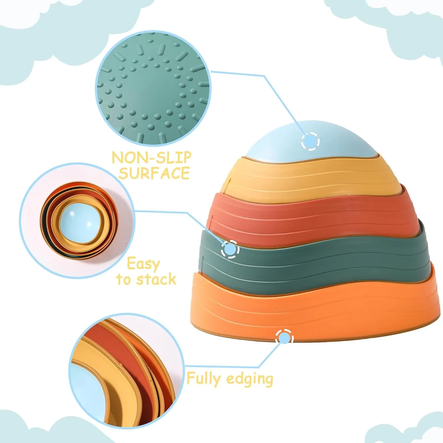 5Pcs Non-Slip River Stones Obstacle Course - Balance Stepping Stones