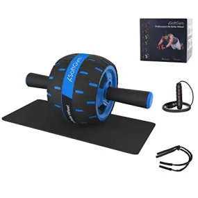 Abs Wheel Roller for Abs Exercise Workout Fitness -Ab Wheel Roller with Resistance Band and Jump Rope -Perfect Home Gym Equipment for Men Women Abdominal Exercise-Blue