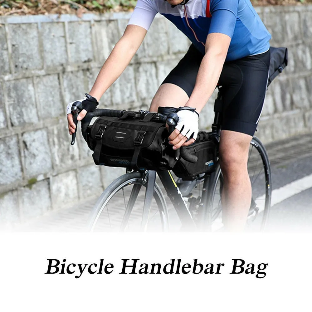 Bicycle Bag Waterproof Cycling Mountain Road MTB Bike Front Frame Handlebar Pannier Dry Bag with RollTop Closure 3-7L Adjustable