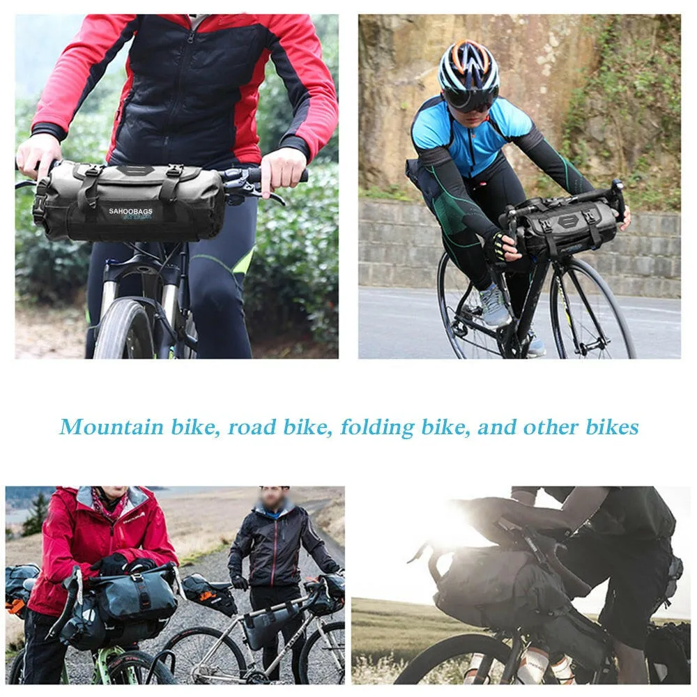Bicycle Bag Waterproof Cycling Mountain Road MTB Bike Front Frame Handlebar Pannier Dry Bag with RollTop Closure 3-7L Adjustable