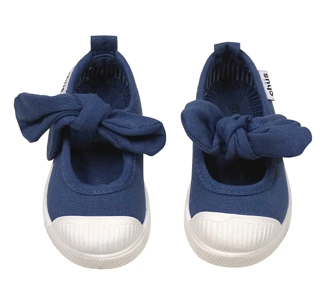 Chus Shoes - Girls Athena Velcro Mary Jane with Bow - Navy Blue