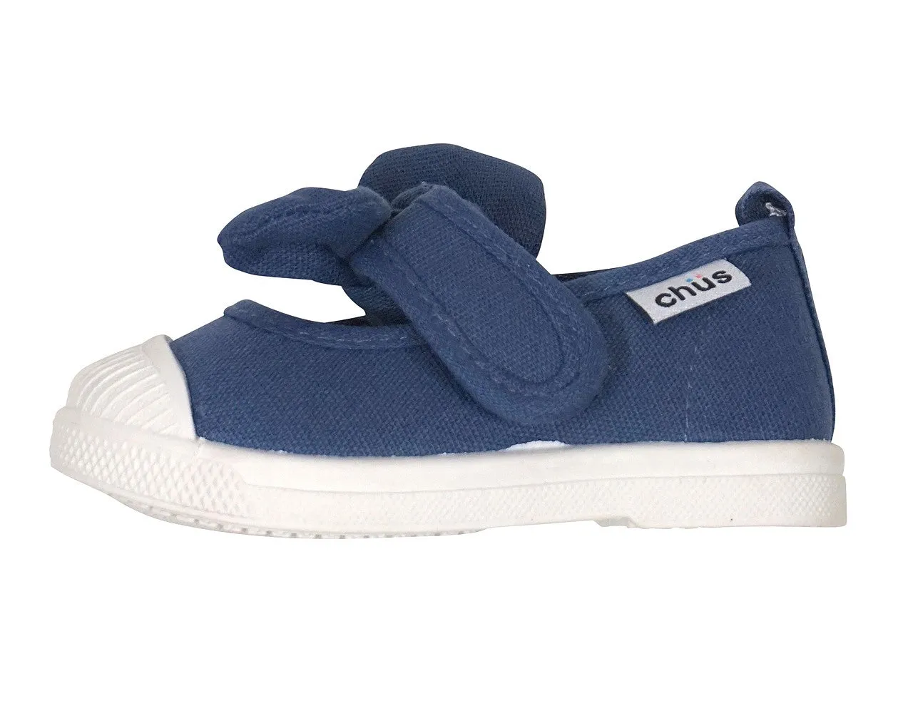 Chus Shoes - Girls Athena Velcro Mary Jane with Bow - Navy Blue