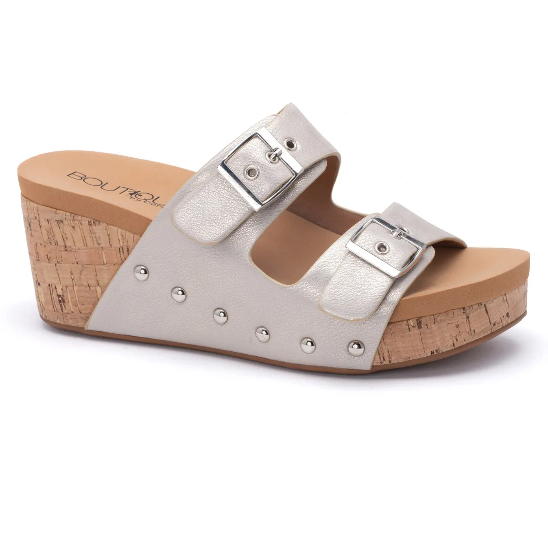Corkys "Twinkie" Corky Wedge Sandal (Gold Metallic)