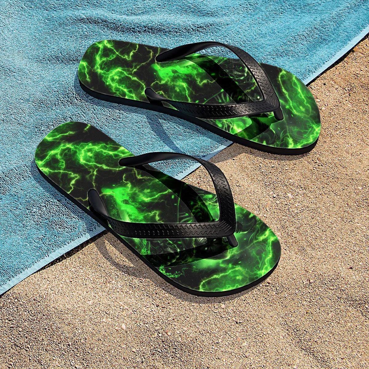 Green Grim Reaper Flip Flops for Women Beach