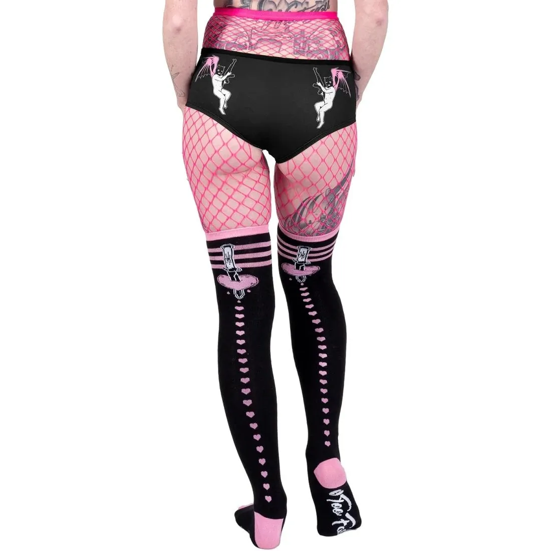 Heartless Tattoo Thigh High Socks
