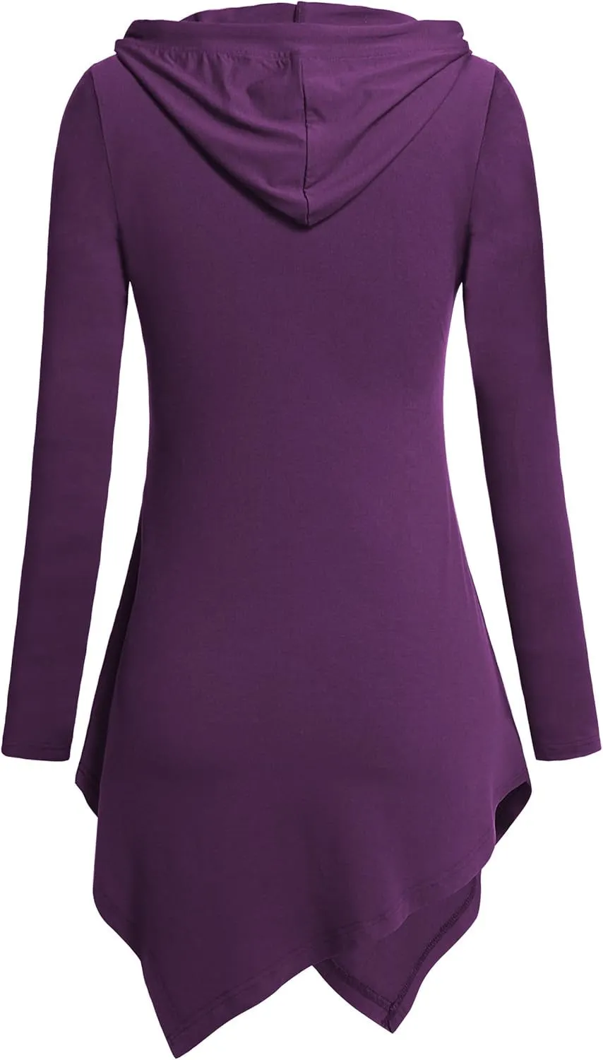 Irregular Hem Tunics for Womens, Long Sleeve Tops with Kangaroo Pocket,Purple,Medium