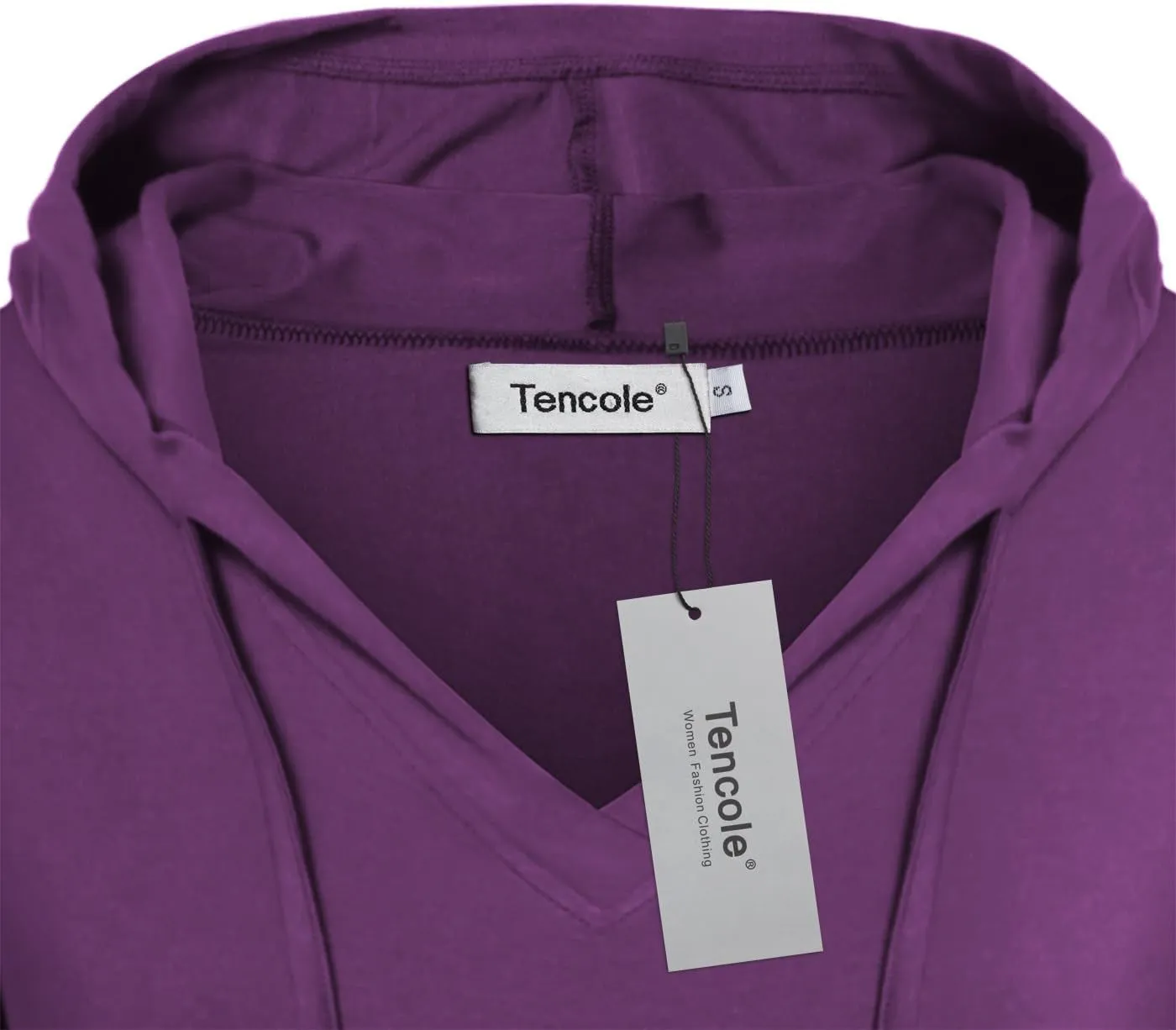Irregular Hem Tunics for Womens, Long Sleeve Tops with Kangaroo Pocket,Purple,Medium