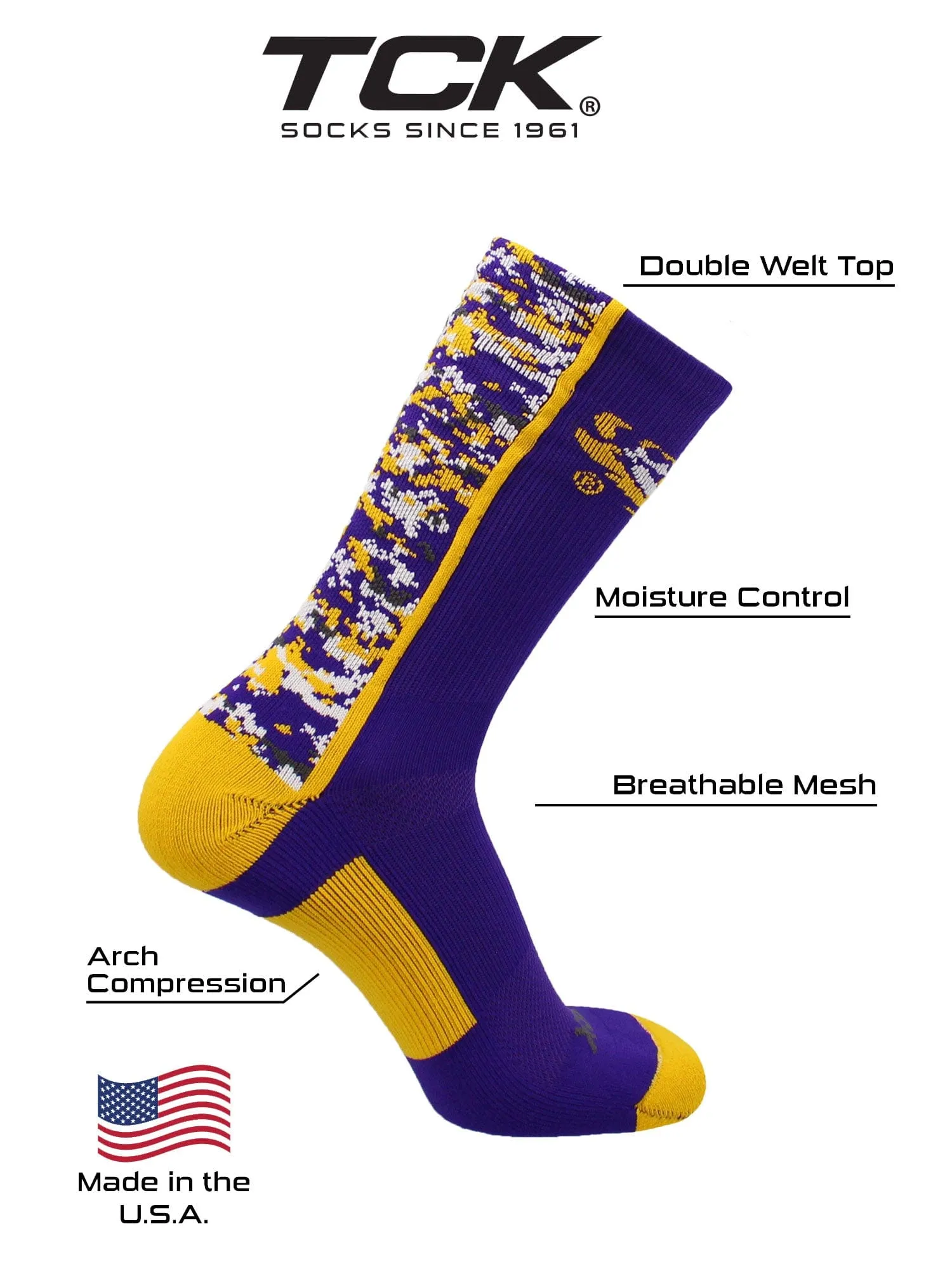 LSU Tigers Digital Camo Crew Socks
