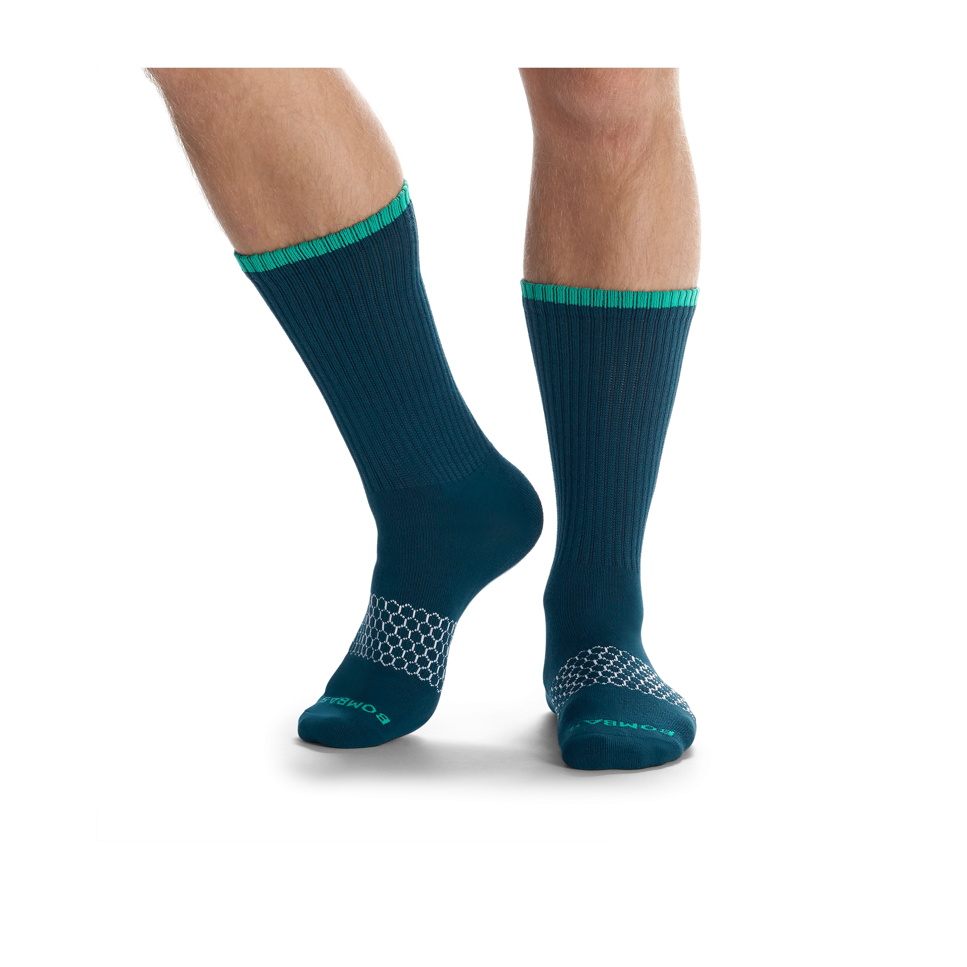 Men's Solid Neon Tipping Calf Socks