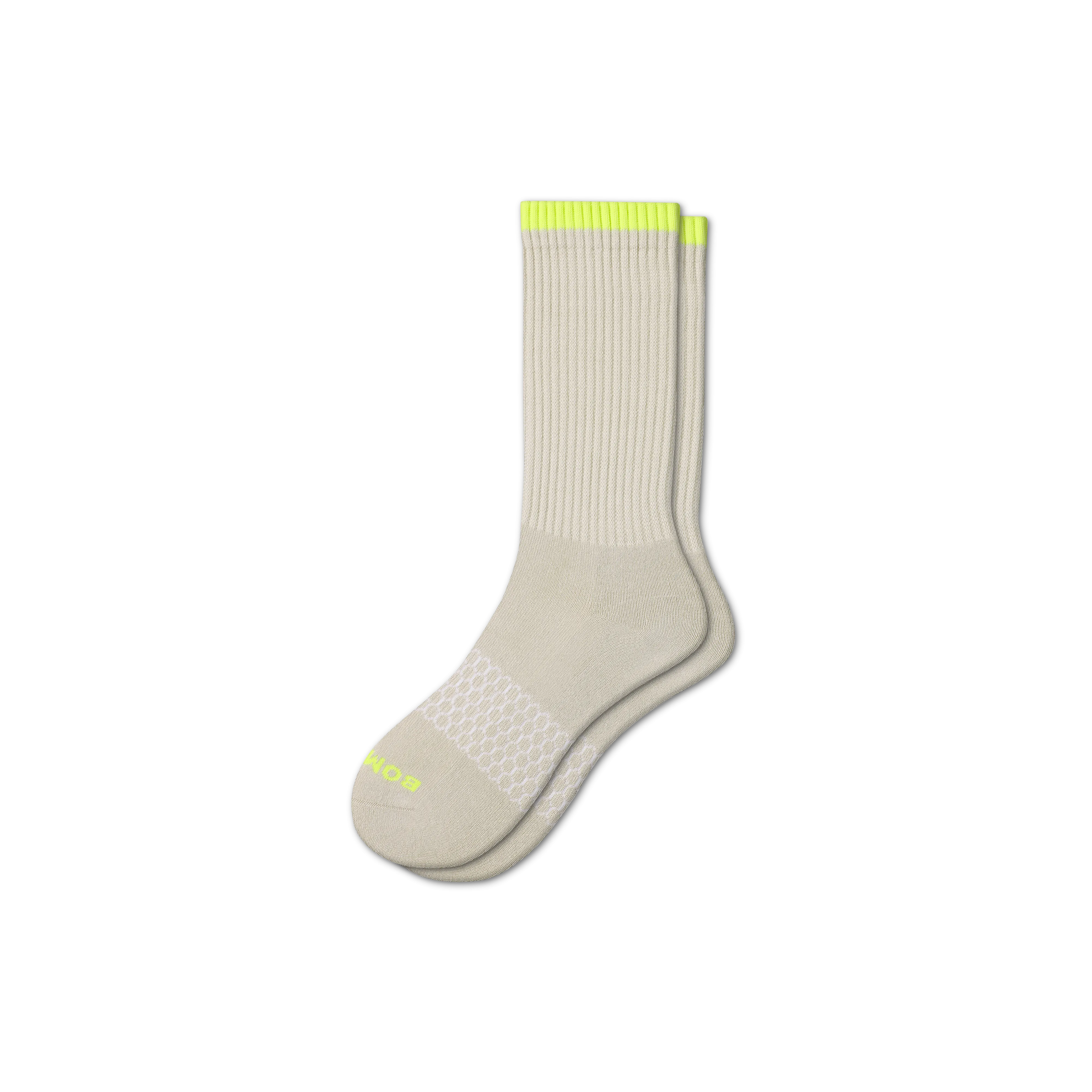 Men's Solid Neon Tipping Calf Socks