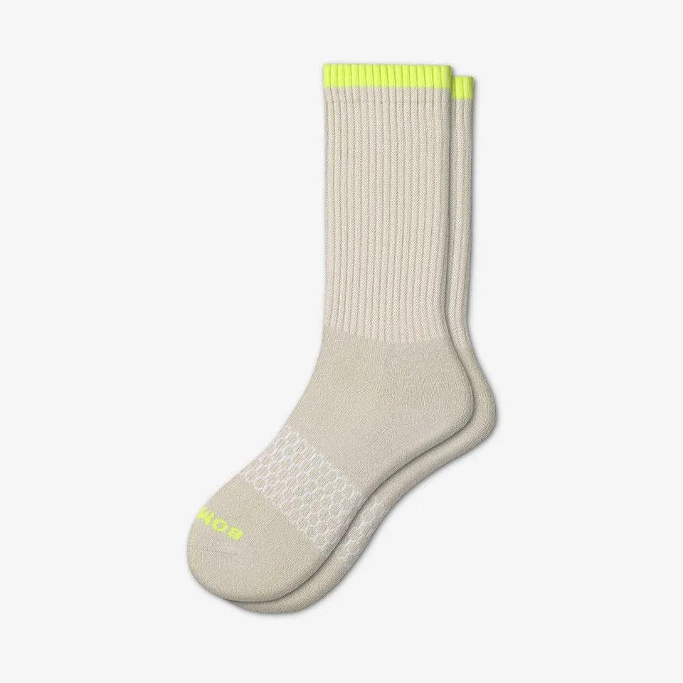 Men's Solid Neon Tipping Calf Socks