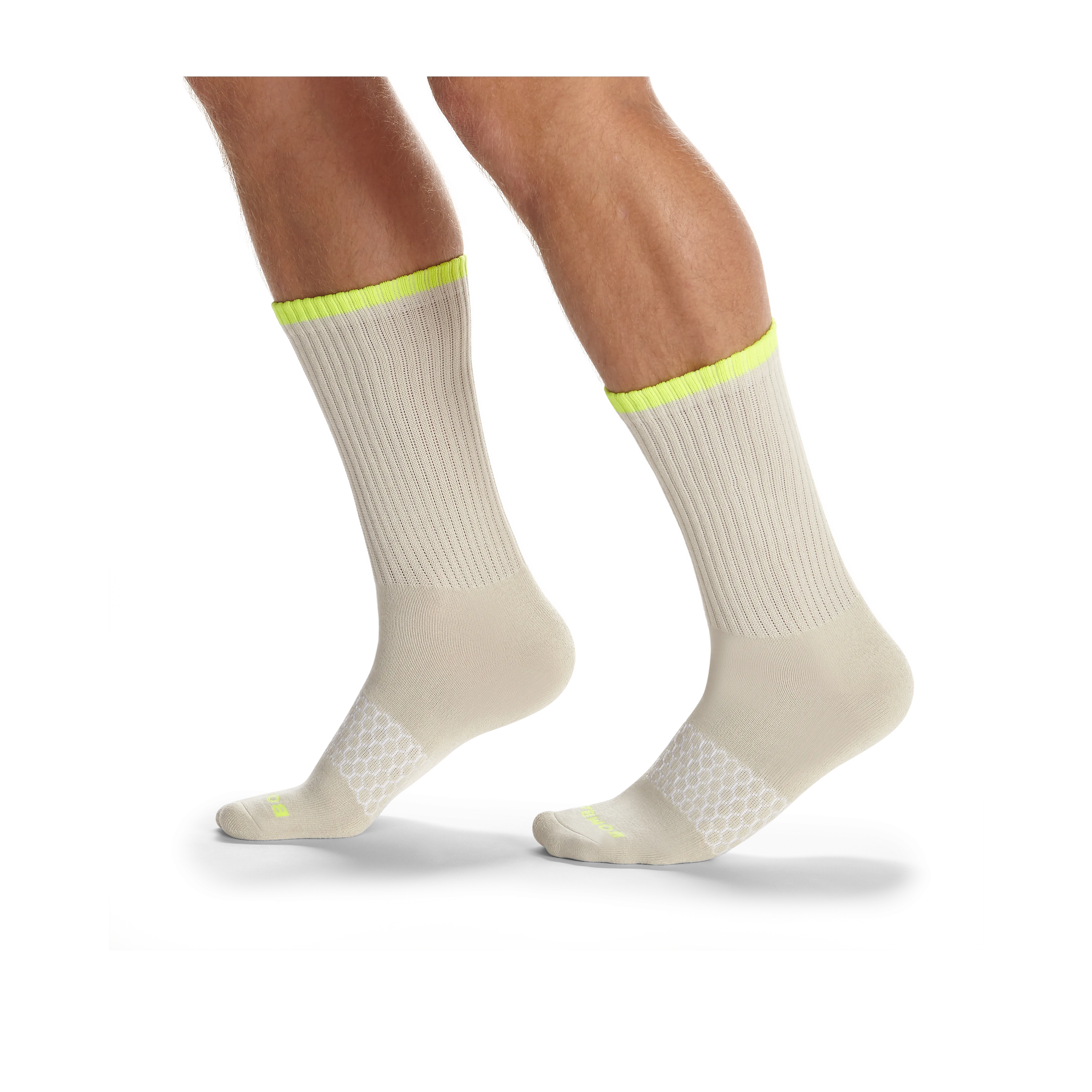 Men's Solid Neon Tipping Calf Socks