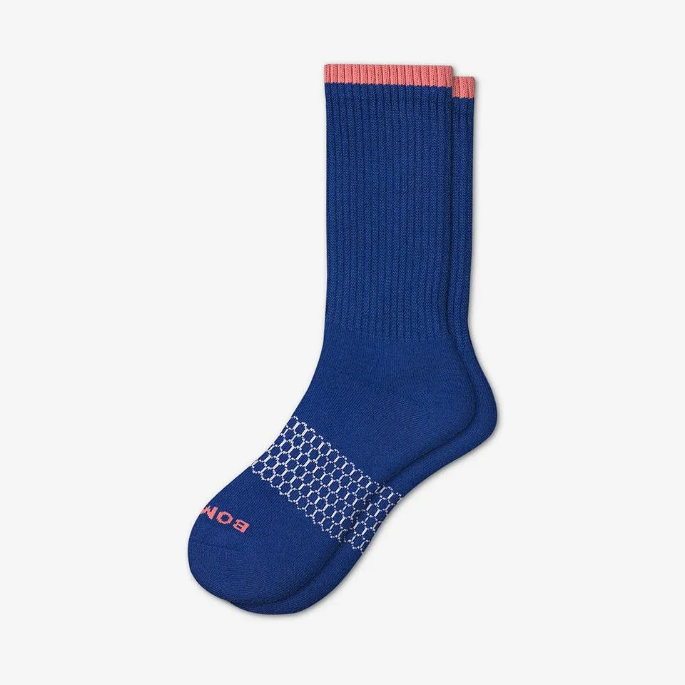 Men's Solid Neon Tipping Calf Socks
