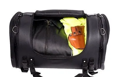 MOTORCYCLE NYLON TRUNK SKULL SISSY T BAR BAG WITH FLAME TRAVEL PLAIN LUGGAGE NEW