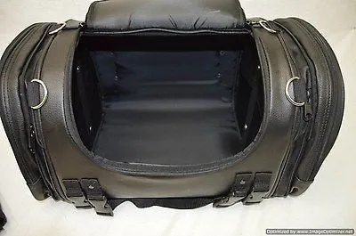 MOTORCYCLE NYLON TRUNK SKULL SISSY T BAR BAG WITH FLAME TRAVEL PLAIN LUGGAGE NEW