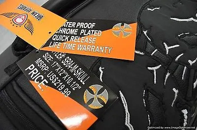 MOTORCYCLE NYLON TRUNK SKULL SISSY T BAR BAG WITH FLAME TRAVEL PLAIN LUGGAGE NEW