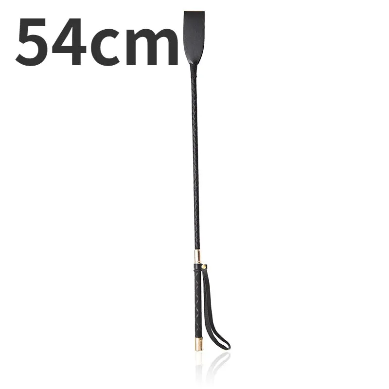 Premium Horse Whip PU Leather Non-Slip Grip 30cm 54cm Black