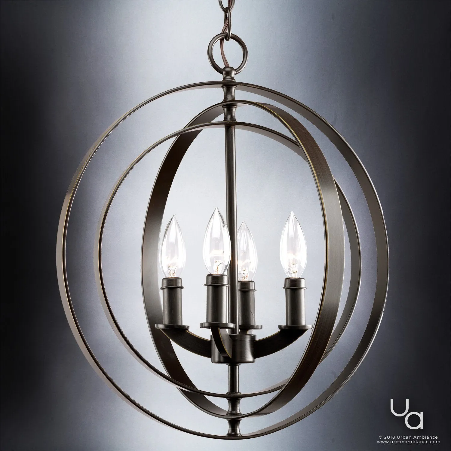 UHP2324 Luxe Industrial Chandelier, 18-3/8"H x 16"W, Olde Bronze Finish, Arezzo Collection