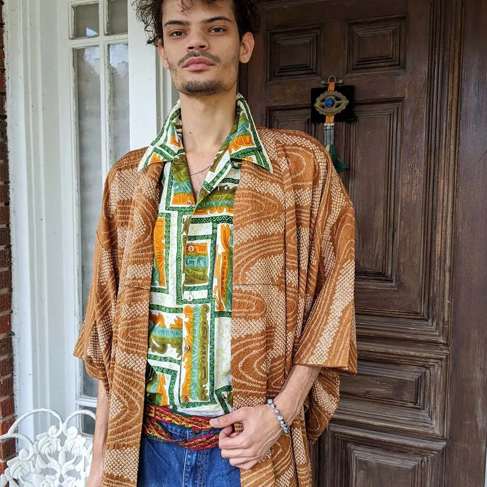 Vintage 1970s | Barefoot in Paradise Hawaiian Tiki Shirt | Size L